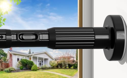 AIZESI 41-144 Inch Heavy Duty Tension Curtain Rod - No Drilling Adjustable Rust-Resistant for Outdoor Living Room Window Bathroom Diameter 1.26In-Black