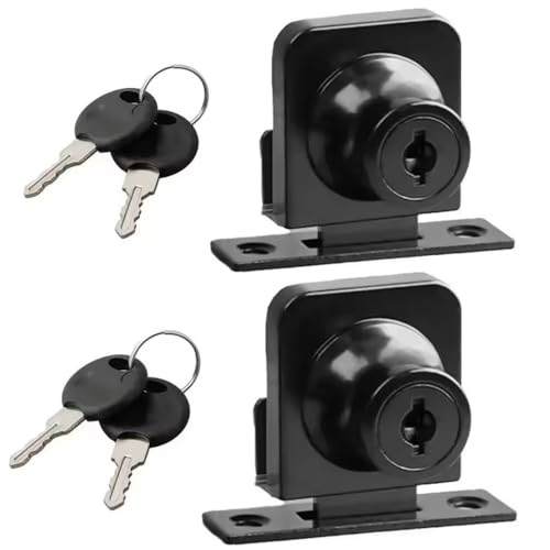 2 cerraduras de batiente simple de cristal, cerradura de seguridad, de aleación de zinc, cerraduras de repuesto para vitrinas, 5-8 mm, negro, 407