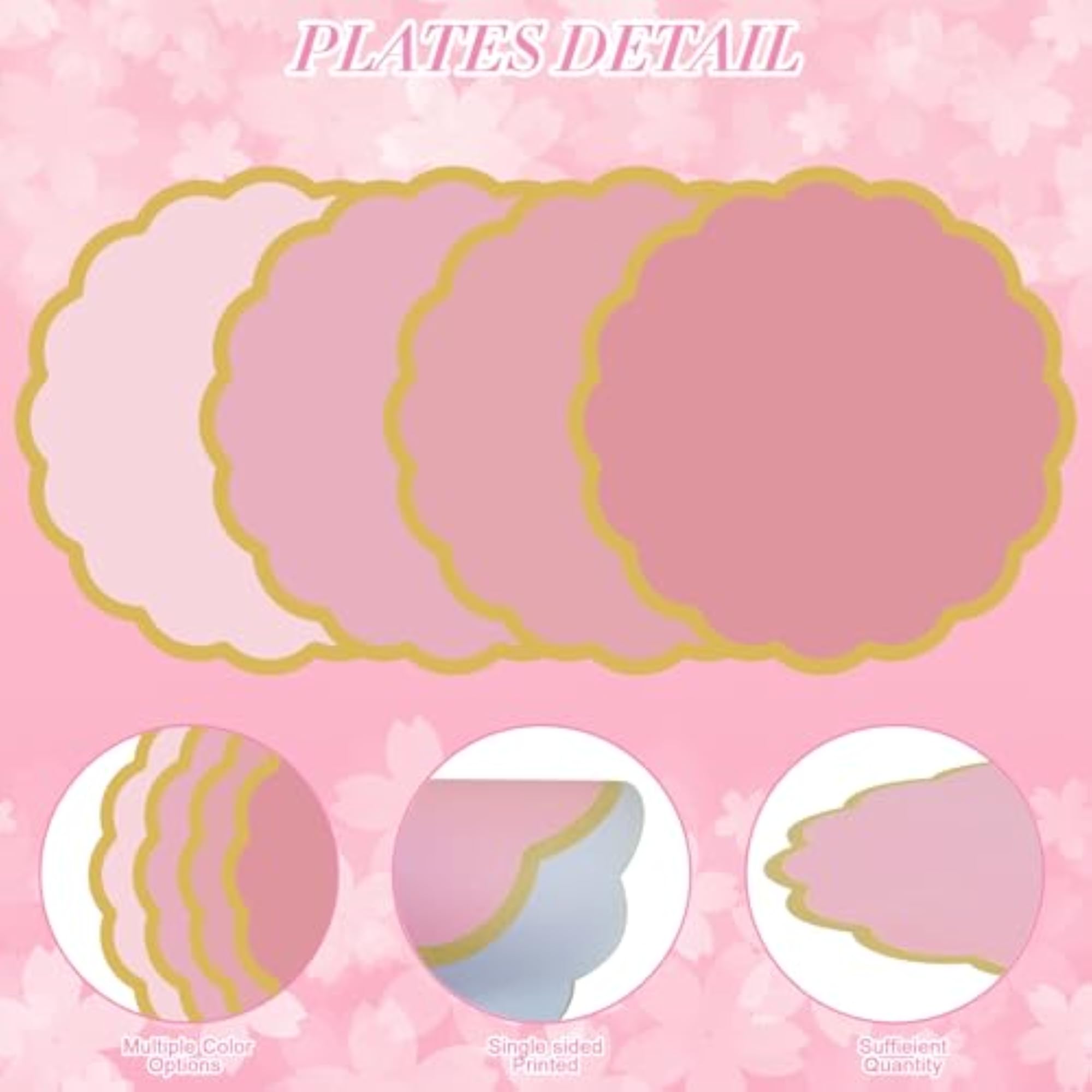 100 Pcs Pink Paper Placemats, Decorative Birthday Table Mats