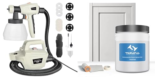 Tilswall Pistola pulverizadora de Pintura de 800 W Blanca con Pintura sin diluir – Gris