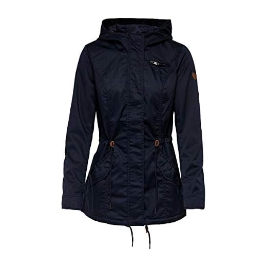 ONLY Damen Kurzmantel Übergangs-Jacke ONLLorca Canvas Parka 15216452 Blue Graphite L