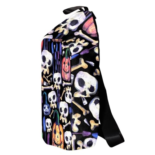 Mochila cruzada con diseño de calabaza y huesos de Halloween espaciosa 3