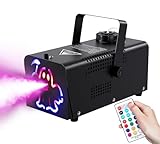 IMONE Fog Machine 500W 2000CFM 2 Spooky Themed Light Covers Smoke Machine with 72-LEDs with 12 Light Colors, Wireless Remote Controls, for Halloween, Wedding, Parties, DJ Stage, Indoor & Outdoor Use