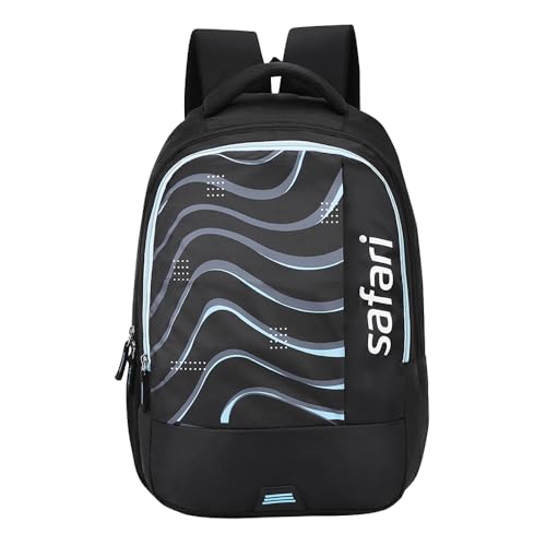 Image of Safari Whirl 32L Casual Printed Backpack, 2 compartments, bottle holder, Front pocket, school bag for boys and girls, college bag, office bag, travel bag for men and women, Color- Black