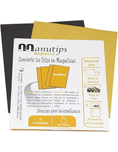 Aiman GZ - 5 Imanes Flexibles para Fotos y Manualidades: 200-250 mm con Adhesivo