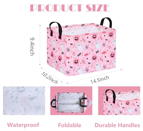 Image of MAIZMZ Halloween Storage Basket Pumpkin Ghost Gift Basket for Kids Foldable Toy Box Waterproof Organizer Bin Laundry Nursery Hamper for Home Office Dorm Closet Shelf