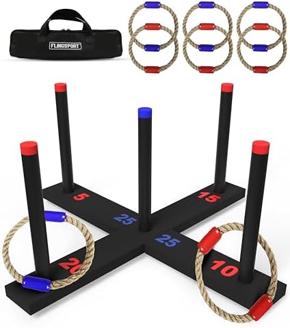 FLINGSPORT Ring Toss Game, Incl. 6 Rings, Case, Easter Gifts for ...