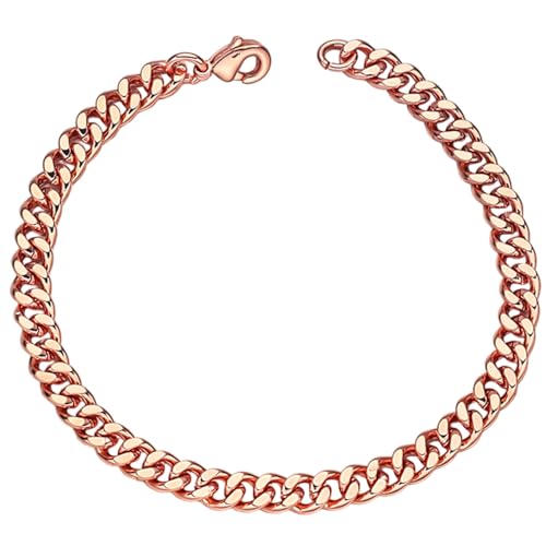 Heavenly Metals Copper Bracelet for Men & Women – 99.9% Pure Copper Cuban Link Chain – 5mm, 7mm, 9mm, 12mm Width – 6.5
