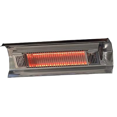 Fire Sense 02110 Wall Mounted Infrared Patio Heater 1500 Watts Weatherproof Lightweight for Indoor Outdoor Use 6 Foot Non Retractable Electrical Cord Mounting Bracket - Stainless Steel