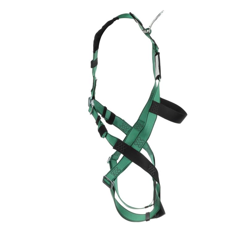 Image of MSA 10197196 V-Form Full Body Safety Harness - Size: Standard (Medium), D-Ring Configuration: Back, Qwik Fit Leg Straps, Color: Green, Full Body Harness, Durable, Fall Protection