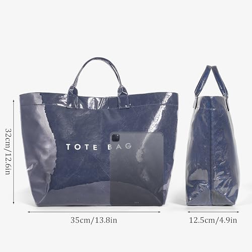 Image of Lushandy PVC Tote Bag for Women Jelly Beach Bag Top Handle Hobo Handbag | Water-Resistant, Wipe Clean, Lightweight