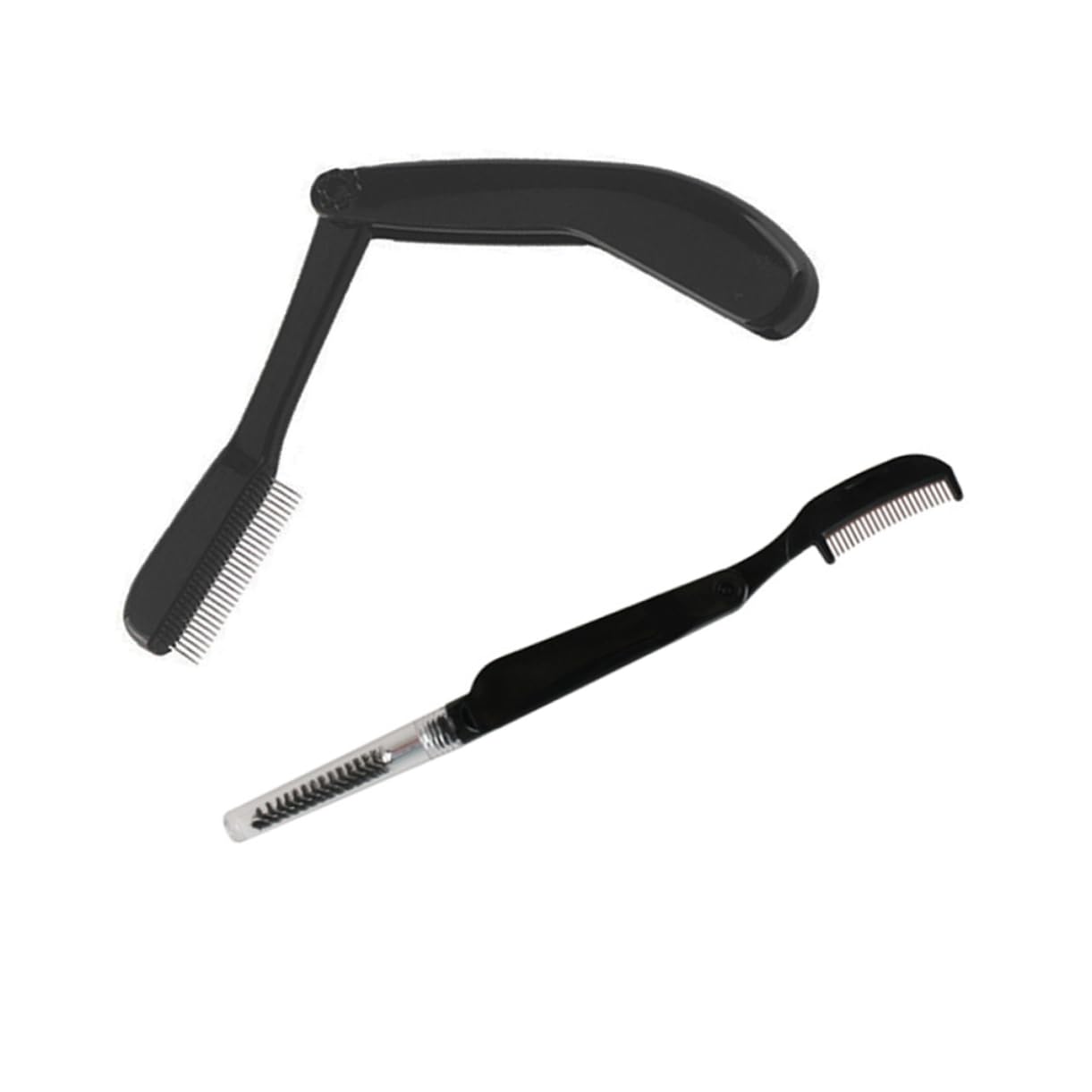 FOMIYES Foldable Eyebrow Combs Set of 2 Stainless Steel Plastic Handle Grooming Tool