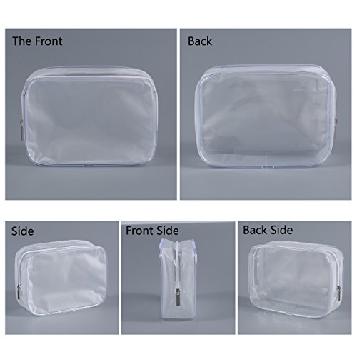 5 Pack Clear Plastic Zippered Toiletry Carry Pouch TSA Approved Toiletry Bag Portable Cosmetic Makeup Bag for Vacation, Bathroom and Organizing (White, Small)3