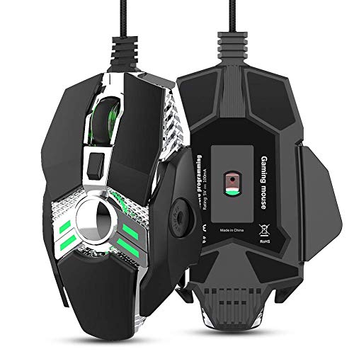 Kafuty-1 Mouse mecánico - Cool LED Seis velocidades con Desplazamiento de 6400 dpi Gaming Mouse USB ergonómico Mouse para Windows 2000/XP/Win7/Win8/Win10/Vista, Plug and Play(Negro) Cover