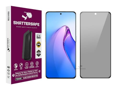 Image of Anti-Spy Privacy Tempered Glass Compatible For Oppo Reno 8 Pro 5G [Pack of 1]. 9H Hardness, Anti-Scratch, Edge-to-Edge Protection With Easy Installation Kit & Case Friendly Fit.