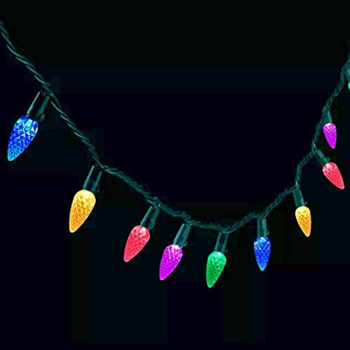 Image of C6 Christmas Lights 50 LED Multicolor Strawberry 18ft Waterproof String Lights for Outdoor Indoor Garden Yard Home Party Christmas Tree Decorations (Multicolor)