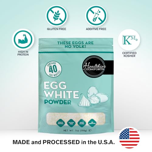 Healthier Comforts Egg White Protein Powder | Pure Dried Egg Whites, Unflavored | Pasteurized, Ready to Eat, Gluten Free, Made in USA | Perfect for Shakes, Meringue, Royal Icing, Baking (7 oz) - Thumbnail 4