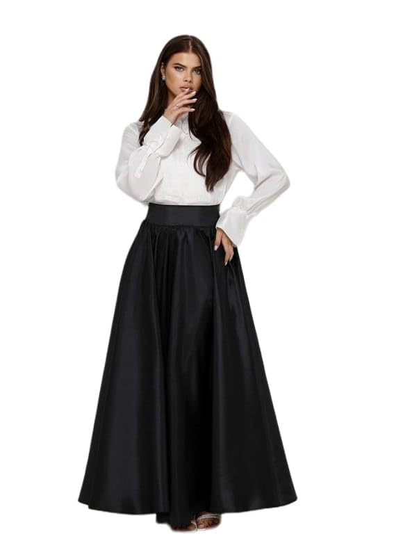 mrugneni Long Flared Silk Skirt-picture-14