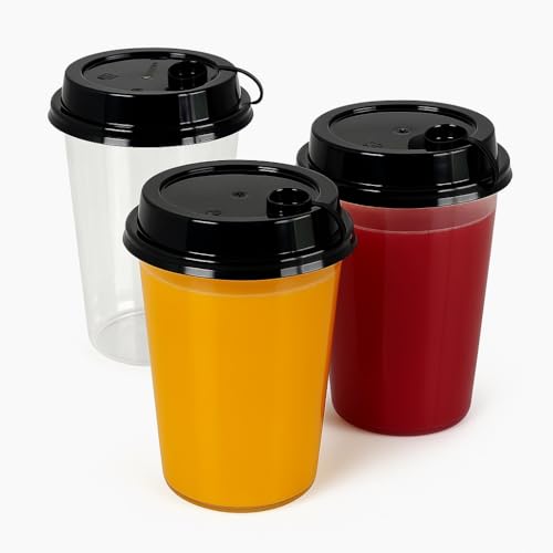 Image of 250ML Sipper Glass with Lid | Round Empty Transparent Plastic Cup Reusable, Spill-Proof for Beverages Coffee Shakes Juice | Use Restaurant Home Birthday Party & Events (Set of 25 Glasses)