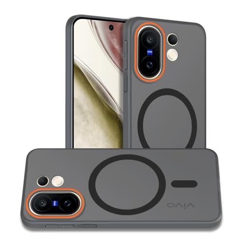 Image of AESTMO Vivo X200 FE 5G Back Cover | Slim Hard Shell | Matte Frosted Hard Back Translucent Back Cover for Vivo X200 FE 5G (Compatible with MagSafe Accessories, Black)