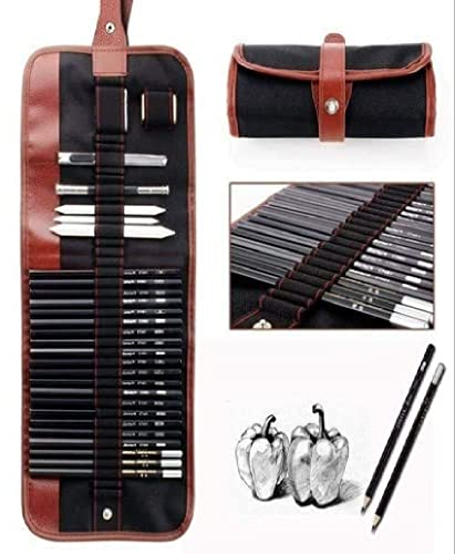 Image of deziine 1 PCS 36 Slots Roll Up Canvas Pen Pounch Pen Oil Paint Brush Bag Case Holder for Artists Beginners, Pencil Holders, Blue