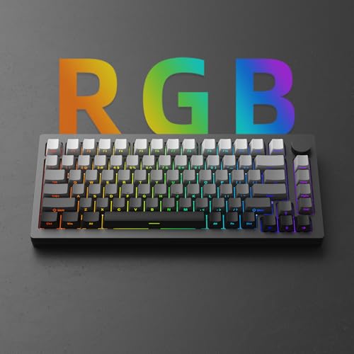 Image of MONSGEEK M1W V3 VIA Aluminum Mechanical Keyboard 75% RGB Hot-swappable Gaming Keyboard with Knob, 6000 mAH RGB Gradient Black with PBT Double Shot Keycaps Rosewood Switch