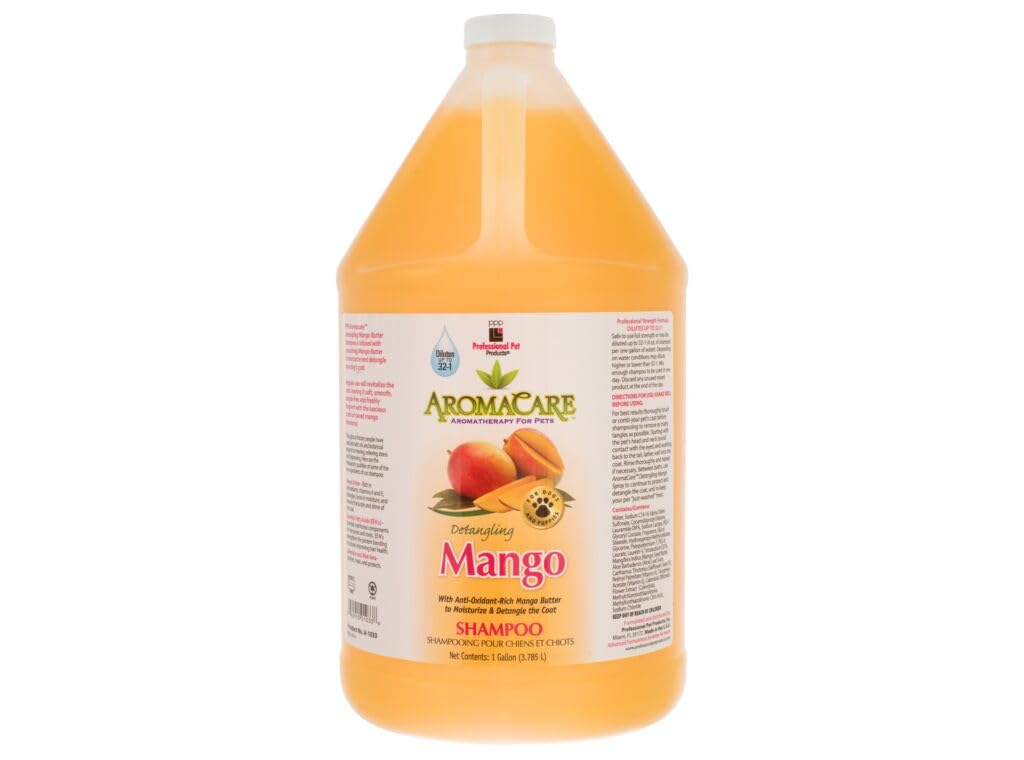 PPP AromaCare Detangling Mango Shampoo for Dogs - Enjoy Nourishing Mango Butter That Softens and Detangles Dog Coat & Fur - 1 Gallon