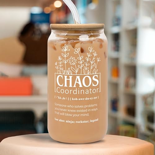 DUNKMATE Thank You Gifts for Women, Coworkers, Manager, Office, Teacher, Nurse, Mom, Her - Chaos Coordinator Gifts - Administrative Professional, Valentines, Birthday Drinking Cup - 16 Oz Can Glass - Image 6