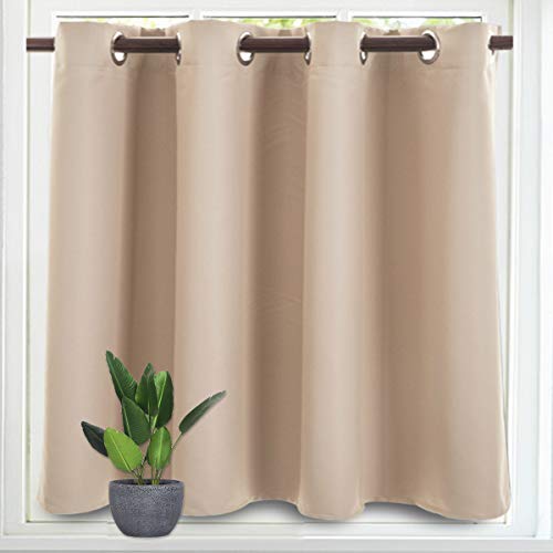 最安値 Ashleyriver カフェカーテン 小窓用 1級遮光 断熱カーテン 遮光 カーテン Uvカット 1枚 幅140x丈45cm ベージュの価格比較