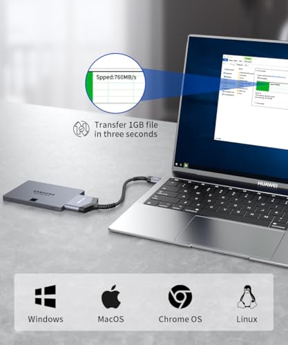 Image of JSAUX SATA to USB Cable, USB 3.0 to 2.5 inch SATA III Hard Drive Adapter Aluminum Shell Nylon Cord External Converter for SSD /HDD Supports UASP, Trim and Smart Compatible with Windows, MacOS and Linux | USB 3.0 to 2.5 inch SATA III Hard Drive Adapter External Converter Supports UASP, Trim and Smart For Windows, MacOS and Linux