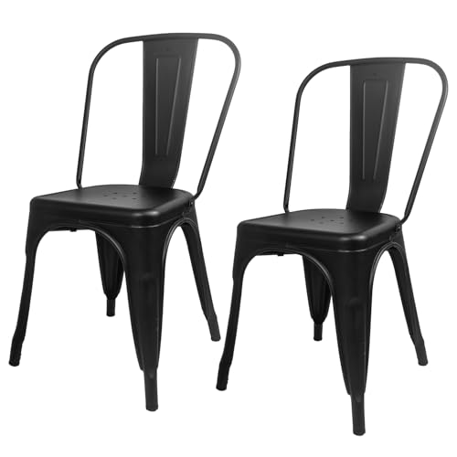 La Mejor Selección de Sillas Tolix - los más vendidos. 44 Super HyO Silla De Comedor Tolix Metal Negro 2 Piezas Restaurante Bar