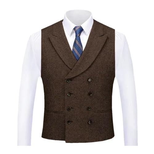 Men's Vest Double Breasted Lapel Business Birthday Wedding Banquet Work Suit Vest4