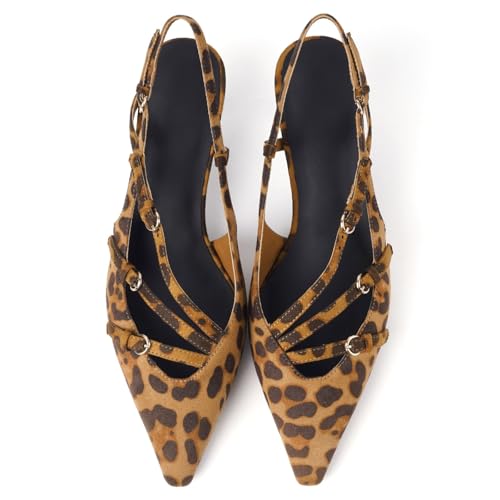 Image of CORNMOOD Stiletto Slingback Heels Pumps for Women | Glossy Patent Leather Kitten heel, Chic Dress Shoes for Modern Women, Ideal Wedding Evening Party and Work Office Outfit
