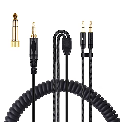 HE400SE Replacement Cable Cord for Hifiman HE4XX HE400SE HE400I(3.5mm Plug Version) Headphone Cable, 5.9Ft to 16Ft Coiled Cable (Dual 3.5mm Plugs)
