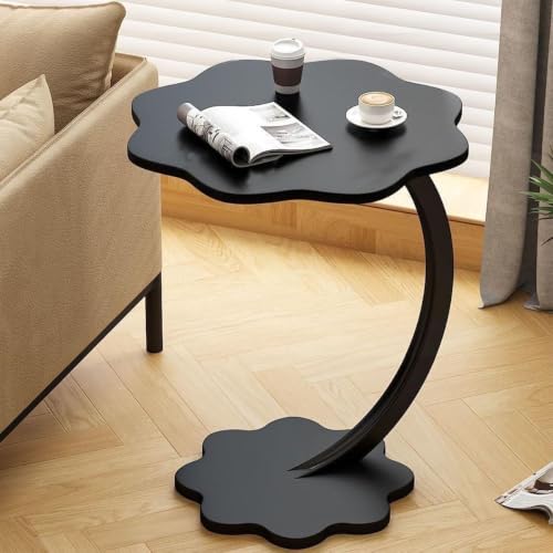 Image of Side Table Stands Couch Side, Swivel TV Tray Table, C-Shaped End Table, Small Center Table for Home Office for Bedroom, Living Room | Closet with Dustproof Door (Flower Table-YZ-03)