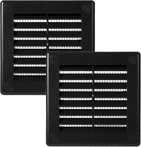 Vent Systems Lot de 2 grilles d'aération carrées plates avec moustiquaire pour salle de bain, bureau à domicile, bouches d'aération HVAC - grille de...