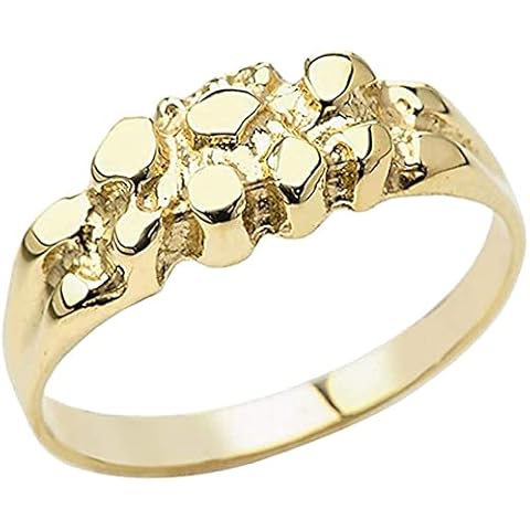 10K Yellow Gold Nugget Style Tapered Band or Pinky Ring - Size 5-1/4 Cover