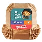 GUSTO [8 Inch - 125 Count] Square Air Fryer Liners Disposable - Non-Stick, Oil & Water Resistant Parchment Paper - Fits 5-8 QT Square Air Fryers, Ovens & More (Formerly Comfy Package)