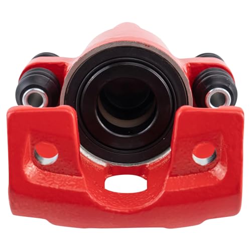 Image of TRQ Rear Performance Brake Caliper Set Red Compatible with 2001-2010 Ford Explorer 2003-2010 Explorer Sport Trac 2003-2007 Jeep Liberty 2003-2006 Wrangler 2003-2005 Lincoln Aviator Mercury Mountaineer