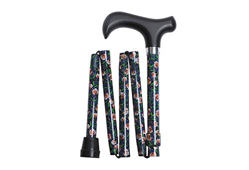 Thuasne - MaPetiteCanne Fantaisie - Canne colorée - Ajustable - Pliable en 5 Parties - A poignée Derby en Bois - avec dragonne et Pochette - Accompagne Les...