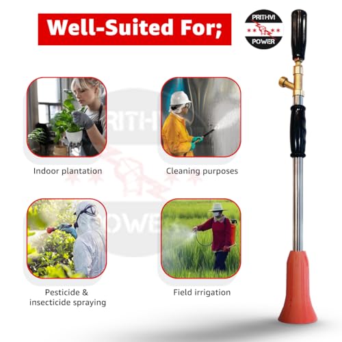 Image of Portable Power 8.5MM Sprayer Gun Long with Flower Cap for Use in Agriculture, Horticulture, Farm, Green House Fit to HTP and Power Sprayer Brass SS and ABS Plastic Gun (Red)