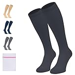 360 RELIEF 2 Pairs Compression Socks for Women & Men - 15-20 mmHg Compression Stocking Best Support for Running, Nurse, Travel, Flying, L/XL, Black + Laundry Bag