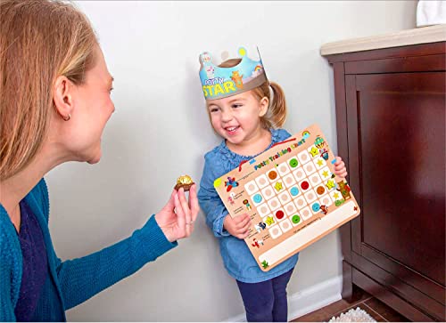 PutskA Potty-Training-Magnetic-Reward-Chart for Toddlers - Potty Chart with Multicolored Emoji & Star Stickers – Motivational Toilet Training for Boys & Girls (Animal Theme)