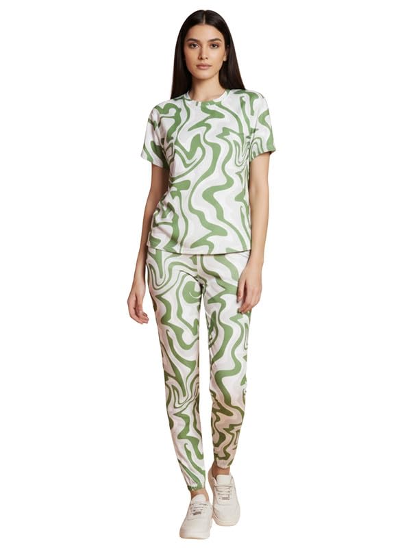 de trendz Women's Cotton Lycra Blend Abstract Print Tracksuit | Co-ord Set For Women| Track Suit Set For Women-picture-17