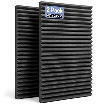 GUERRI 2 Pack Large Acoustic Foam Panels 48" x 24" x 2" Wedge Design Sound Proof Foam Panels High Density Sound Absorbing Panels for Wall, Reduce Echo & Reverb, Studio, Office, Home Theater