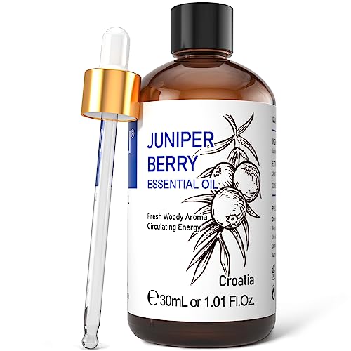 Image of HIQILI 1 Fl Oz Juniper Berry Essential Oil, 100% Pure Undiluted for Diffuser, Skin - 30ml