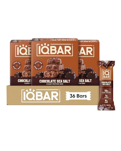 IQBAR Clean High Protein Bars, Low Sugar Keto, Chocolate Sea Salt 36ct