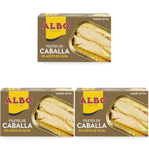 Albo Filetes de Caballa en Aceite de Oliva, 120g (Paquete de 3)