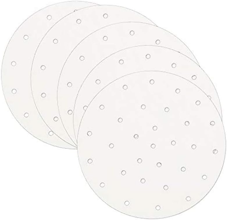 COOL DESIGN 100 Hojas de papel de horno, para tu vaporera de bambú, Papeles redondos de 20 cm para tu freidora de aire,