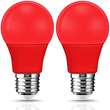 EvaStary LED Red Light Bulb 60W Equivalent, A19 LED E26 Base Red Color Light Bulbs, 9W Red LED Bulb for Halloween, Christmas Decoration, Party, Bars, Porch Lights, Holiday Mood Lighting, Pack of 2